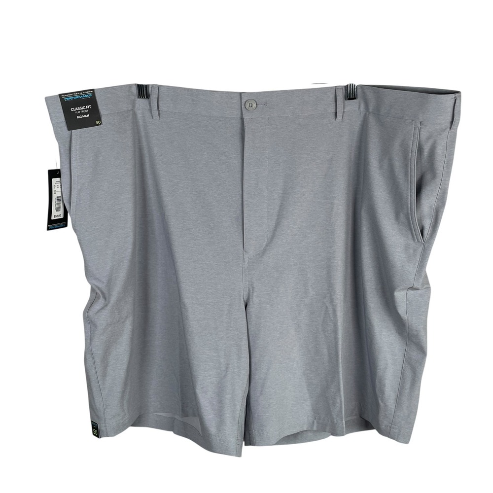 NEW Roundtree & Yorke Performance Golf Shorts Mens 50 Gray Stretch‎ Classic Fit